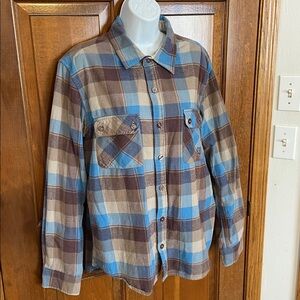 Ezekiel Button Down Multi Color Plaid Flannel Shirt Outdoors Size Medium